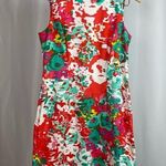 Alyx Size 10 Abstract Watercolor Floral Formal High Neck Modest Mini Dress Tank Red Photo 0