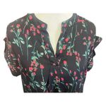 Jon & anna Contemporary Black Floral Short Sleeve V-Neck Blouse Size X-Large-N Photo 2