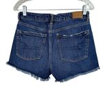 American Eagle  Tom Girl Denim Jean Shorts Sz 6 Dark Wash Distressed Raw Hem Photo 1