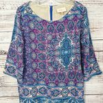 Skies Are Blue  Stitch Fix Blue and Purple Pattered Shift Dress, EUC, Size Medium Photo 2