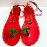 Katy Perry Shoes Womens Size 7 Red Palm Tree Ankle Strap Jelly Sandals Brand NEW Photo 0