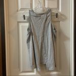 Yogalicious Yogalicous Grey/White Striped Split Back Tank Medium Photo 7