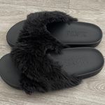 PINK - Victoria's Secret PINK Victoria’s Secret fluffy black slide sandals - 8 Photo 4