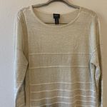 Chico's Travelers Sz Large Gold Shimmer Metallic Stretch Tunic Pullover Sweater Photo 1