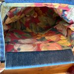 Denim shoulder Bag‎ with Wooden closure Blue Photo 4