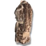 Vintage 70s Tocci England Faux Fur Suede Belted Coat Burgundy Lined Elegant Boho Brown Size M Photo 5