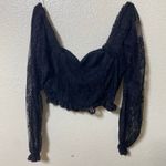 Almost Famous  Black Lace Long Sleeved Crop Top XL Sweetheart Neckline Witchy Photo 5