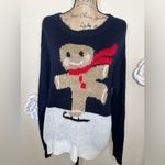 Jolt NTM Navy & Cream Gingerbread Man Ice Skating Sweater Size Extra Large Photo 4