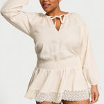 Victoria's Secret NWOT VICTORIA’S SECRET SWIM Beachwear Linen Lace-Trim Dress in Candlelight, XL Photo 0