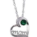 New green gemstone silver plated rhinestone Mom heart necklace valentines gift Photo 0
