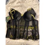 Brand New La Fee Verte Women's Size 34D Black Yellow Bustier Corset Photo 2