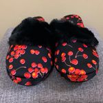 Victoria's Secret Black & Red Cherry Satin Slipper Photo 4