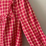 Holding Horses Anthropologie  Gingham Quadrado Button Down Shirt Red White Size 2 Photo 6