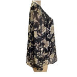 Fig and Flower Size Medium Floral Long Sleeve Blouse with Lining. New with Tags Black Photo 1