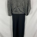 NWT Marina Boat Neck Dolman Sleeve Sequined Jumpsuit Size 4 Silver Photo 2