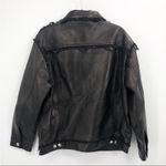 IRO Else Lamb Leather Black Moto Fringe Trimmed Button Up Jacket Boho US 6 Photo 4