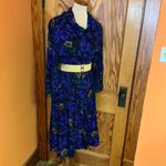 Vtg 80s cowl neck bright floral midi dress Purple Size M Photo 6