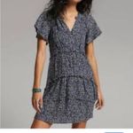 Anthropologie Robin Tiered Ruffle Dress in Navy and White Polka Dot Photo 0