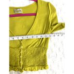 Urban Outfitters Chartreuse Bayside Smocked Button-front Cropped Blouse S Photo 7