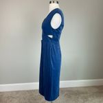 Aidan Mattox Colorful Cut Out Sleeveless Midi Sheath Cocktail Dress Blue Size 12 Photo 2