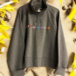 EXPRESS Vtg World Brand 1/4 Zip Sweatshirt Embroidered Flags Women’s Oversize L Photo 0