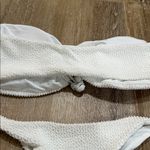 Zaful White Textured Bikini Set bandeau strapless top - cheeky Photo 2