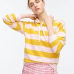 J.Crew Vintage Fleece Striped Cropped Cotton Long Sleeves Hoodie Size M Photo 0