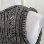 OAK + FORT Distressed Ribbed Knit Midi Dress Small S Charcoal Gray Sleeveless Photo 4