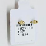 Real 14k Gold Studs purple violet earrings 6mm Photo 1