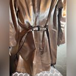 Brandon Thomas NWOT Taupe Gold Trench Coat w black leather trim pockets dressy M Size M Photo 14