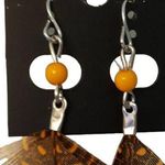 Claire's Feather Dangle Earrings Orange Black Photo 2