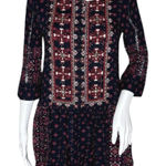 Anthropologie Vanessa Virginia Dress Womens XS Navy Blue Red Kaleidoscope Boho Photo 0