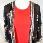 Xhilaration Black floral kimono wrap top and orange sleeveless dress size M/L Photo 1