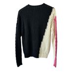 Central Park West  Black Ivory Pink Medium Knit Sweater Women's Size Small NEW Photo 5