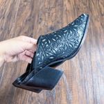 vintage • Matisse western mules cowgirl black leather blue floral lasercut 90s Size 8 Photo 7