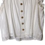 Emerson Fry India Collection White Laurent Flutter Sleeve Top Large Lined Button Tan Photo 3