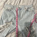 Bershka Straight Leg Boyfriend Jeans Light Wash High Rise Women’s 26 Raw Hem Y2K Photo 11