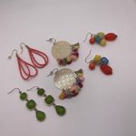Dress Up Lot Of 4 Costume Earrings Pierced Dangle Drop  Colorful Mix Photo 3