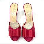 Kate Spade fuchsia pink satin high heel slides, size 8.5 made in Italy, NWOT Photo 1
