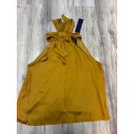 RESET by Jane Women's Gold Satin Halter Neck Bow‎ Tie Sleeveless Top Medium Photo 2