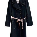 Rebecca Taylor Notch Lapel Belted Double Breasted Trench Coat Black Women Size 4 Photo 0