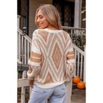 Cupshe Diamond Pattern Knit Sweater Pullover‎ Crewneck Fall Toned Cozy Photo 1