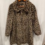 Ultimate soft furry faux leopard wide collar silky lined jacket pockets Tan Size L Photo 3