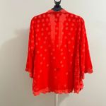 Johnny Was NWOT  Red Eyelet KIMONO Embroidered Floral Open Front Coat Sz S Photo 11