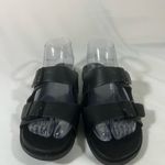 Bamboo  Double Strap Sandals Womens Faux Leather Buckle Black 8.5 PREOWNED Photo 1