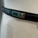 Brighton Black Leather Belt Silver Buckle Aztec Bead Square Design Pink Teal Med Photo 9