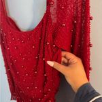 Oh Polly  red midi beaded longsleeve dress size US 6 Photo 8