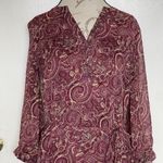 Rose + Olive  Dress Size Small Paisley 3/4 Sleeve Tie Waist Chiffon Ruffle Hem Photo 4