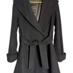 Trina Trina Turk Black Wool Belted Shawl Collar A Photo 0