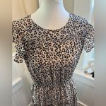 Betseys Boutique Shop Leopard Print Midi Dress Tiered Ruffle Short Sleeve L Tan Size L Photo 10